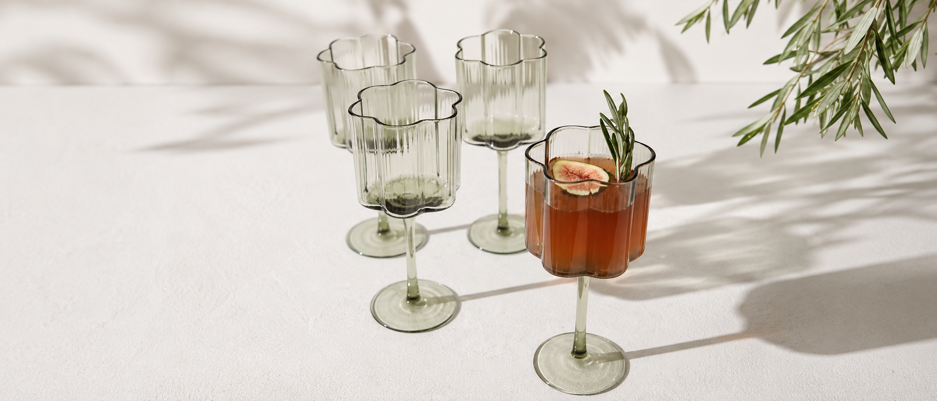 Drinks served in contemporary glassware