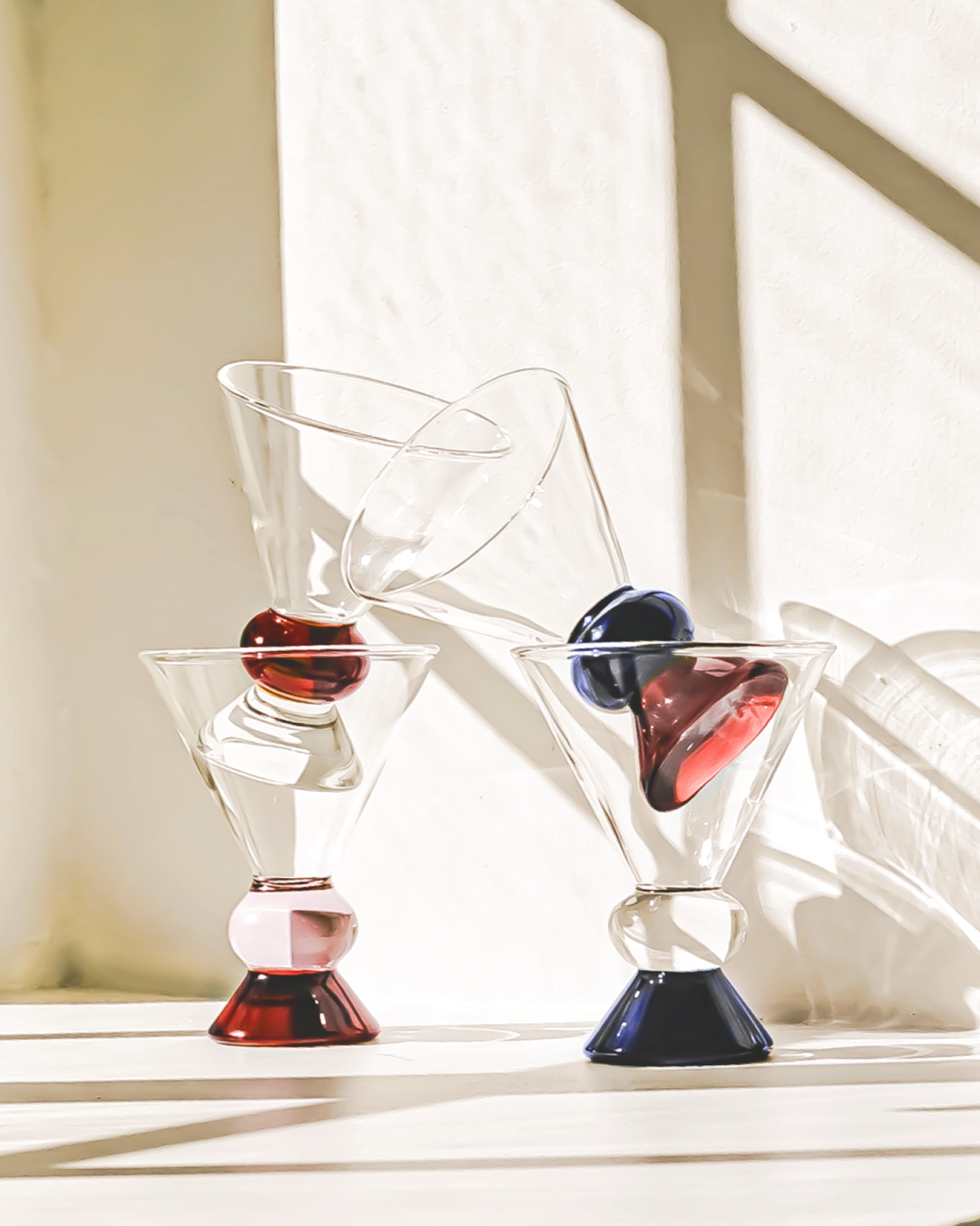 Color Block Stemless Cocktail Glass Set of 2 - Image 2