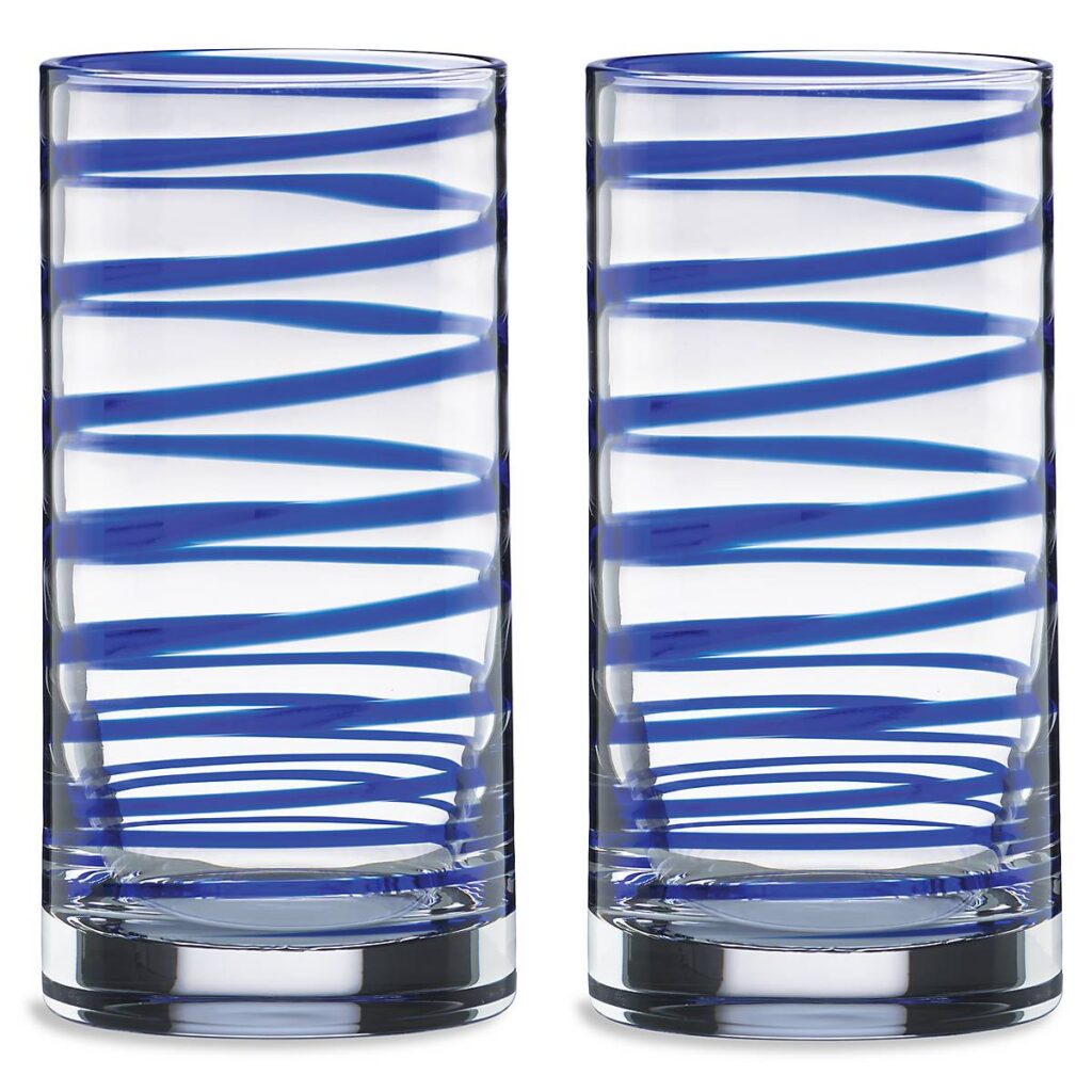 Modern Stripe Highball Glasses, Set of 2