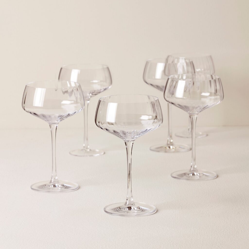 Angled Optic Coupe Glasses, Set of 6