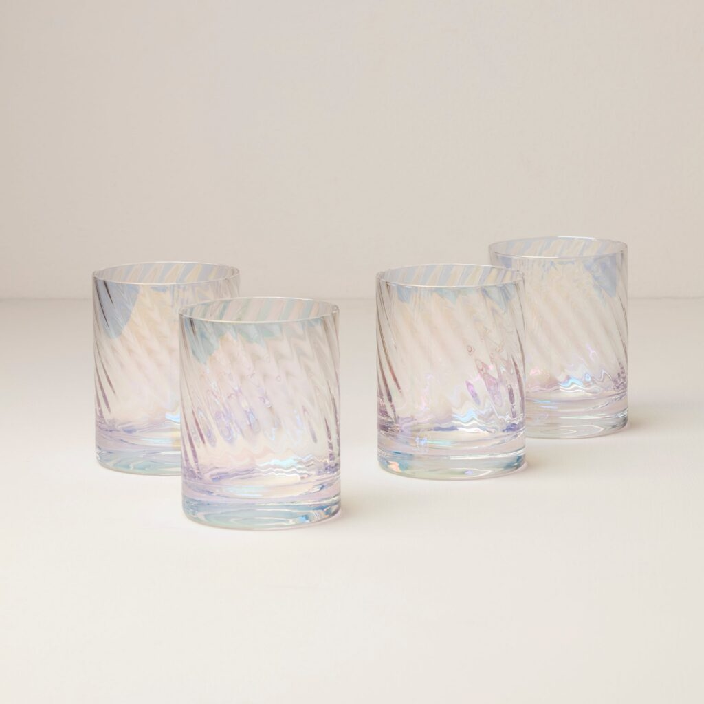 Iridescent Double Old Fashioned Glasses, Set of 4