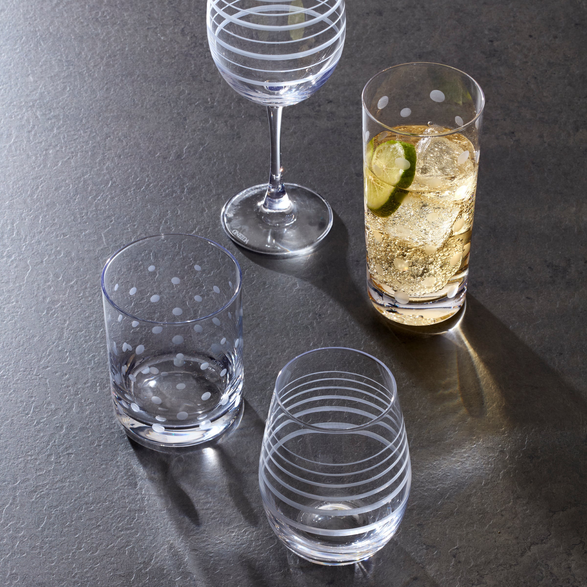 Etched Dot & Swirl Double Old Fashioned Glasses, Set of 4 - Image 4