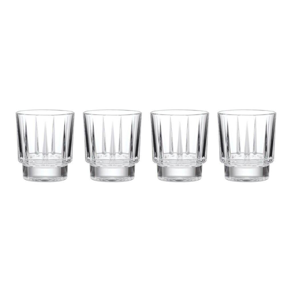 Faceted Crystal-Cut Double Old Fashioned Glasses, Set of 4