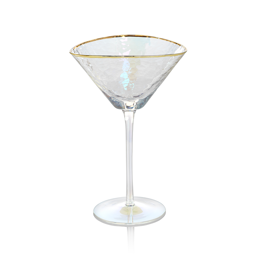 Luster Triangular Stemware with Gold Rim