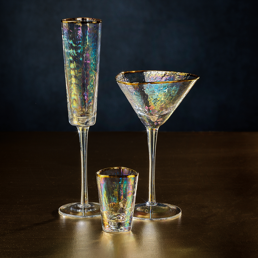 Luster Triangular Stemware with Gold Rim - Image 2