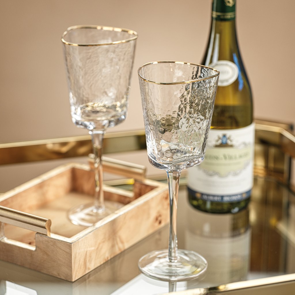 Clear Triangular Stemware with Gold Rim - Image 5