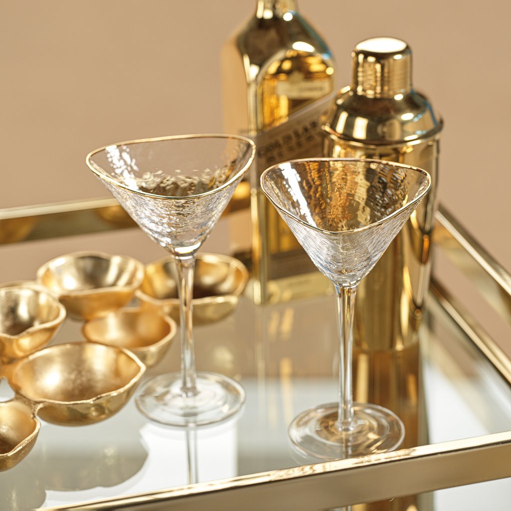 Clear Triangular Stemware with Gold Rim - Image 3